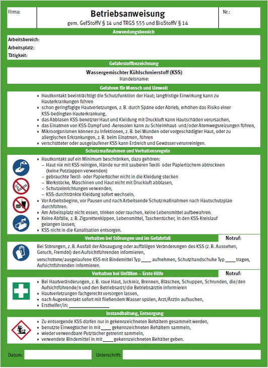 AwSV-Betriebsanweisung PROFESSIONAL