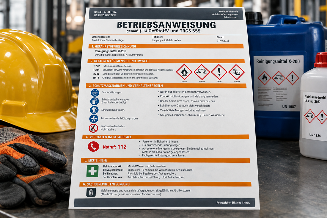 Betriebsanweisung Gefahrstoffe: Was Unternehmen wissen und dokumentieren müssen