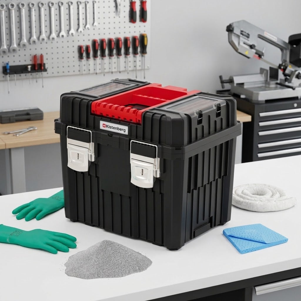 Havarie-Set Werkstatt – 10 kg Ölbindemittel, Saugtücher & Schutzhandschuhe